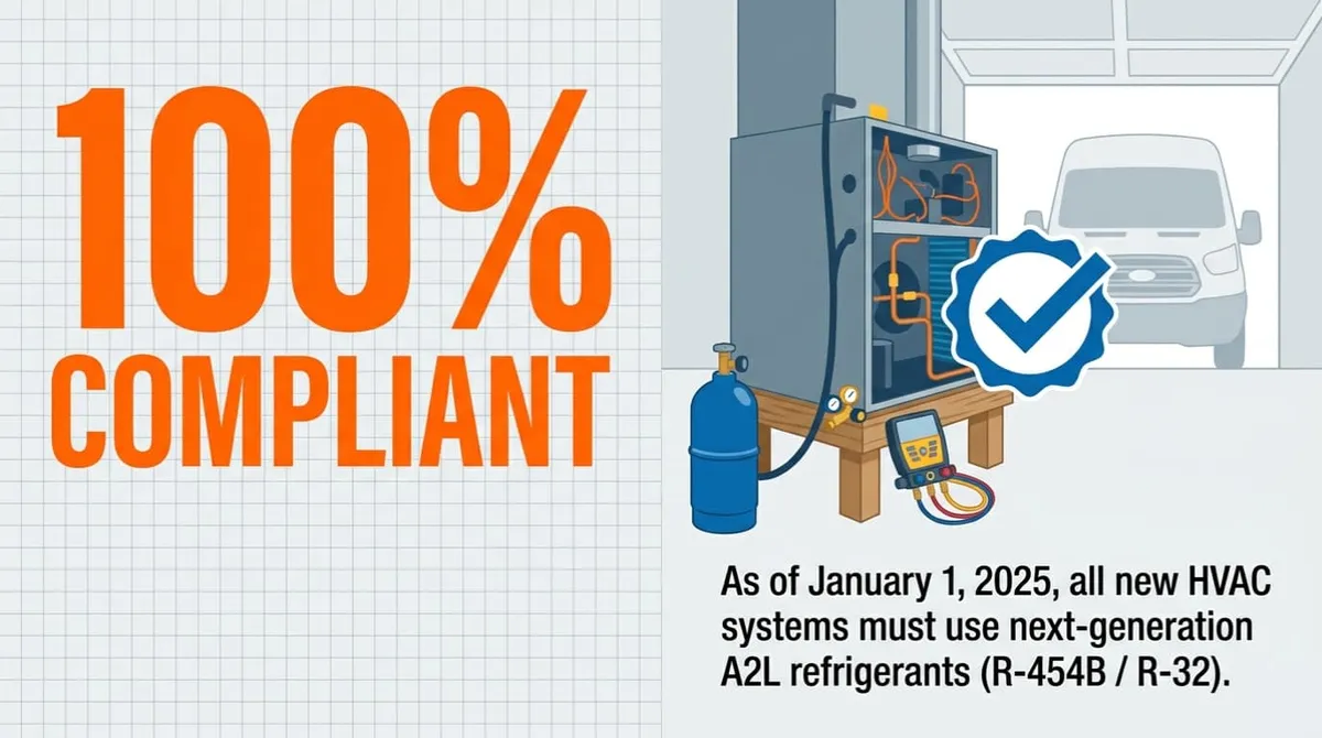 EPA 2026 mandate requiring A2L-compatible refrigerants for all new AC systems