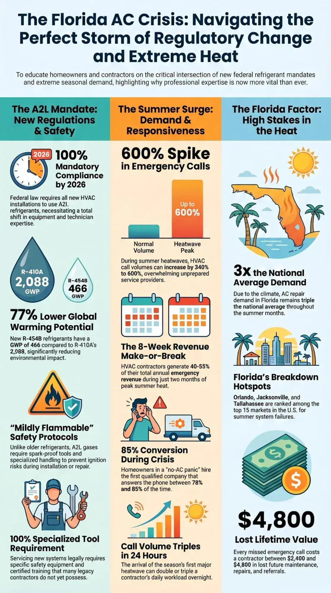 Infographic of 2026 AC repair company key statistics for Wesley Chapel, Florida homeowners