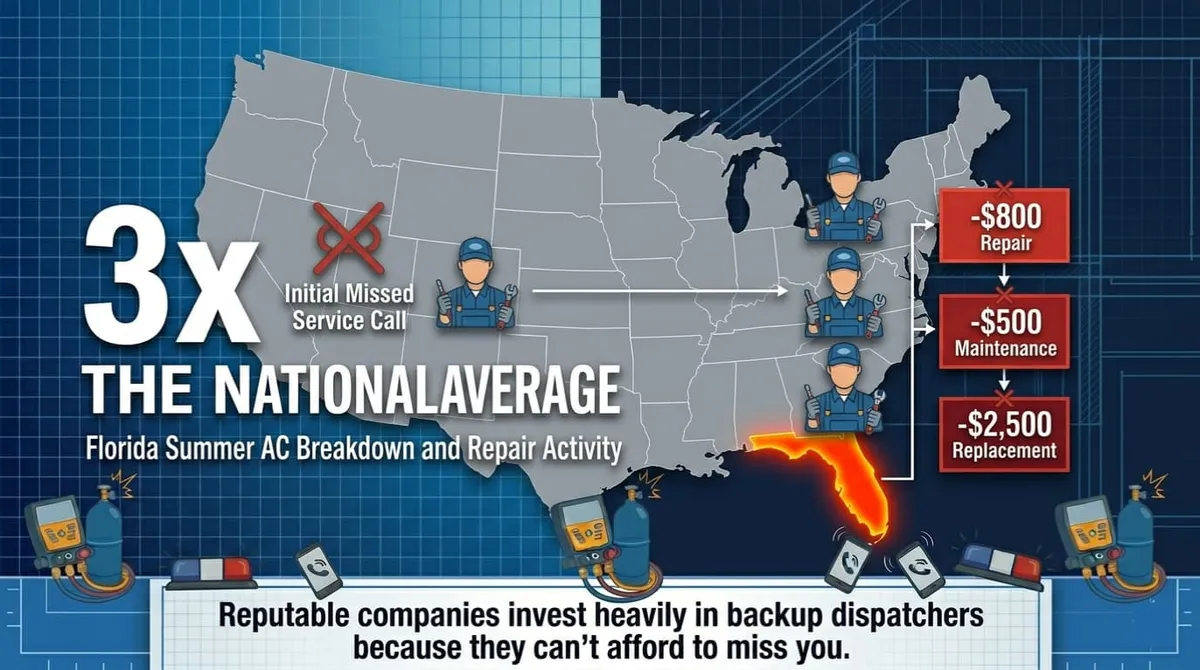 Florida AC repair demand running 3x the national average in summer