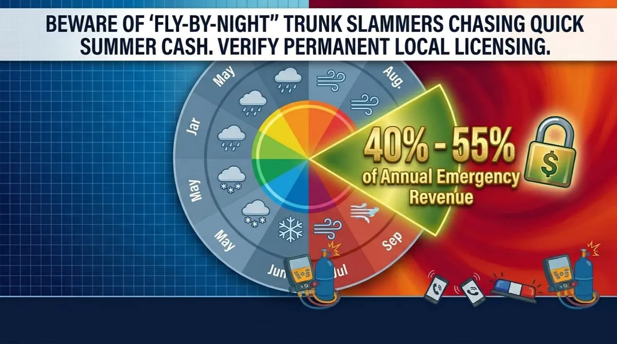 Share of annual HVAC emergency revenue earned in the 8-week summer peak