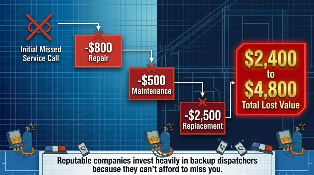 Lifetime cost of a missed AC repair call for a Florida HVAC company