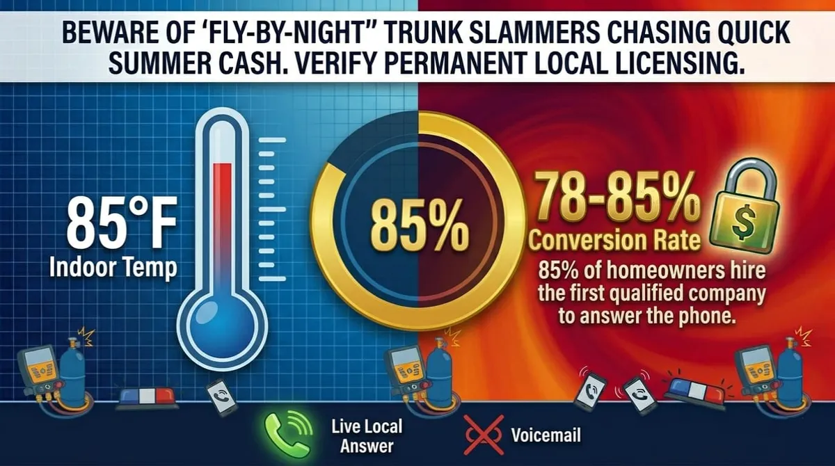 Panicked homeowner conversion rate when an AC repair company answers the phone