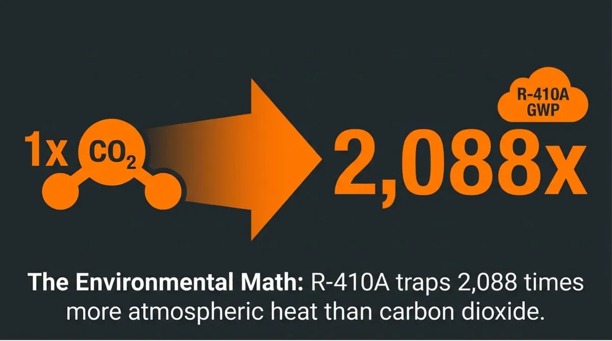 R-410A refrigerant global warming potential of 2,088 driving the phase-down