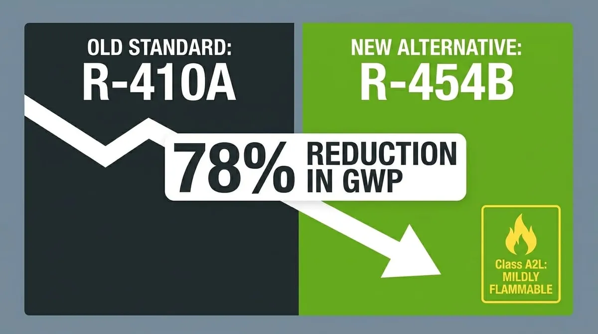 R-454B refrigerant cutting global warming impact 78 percent versus R-410A