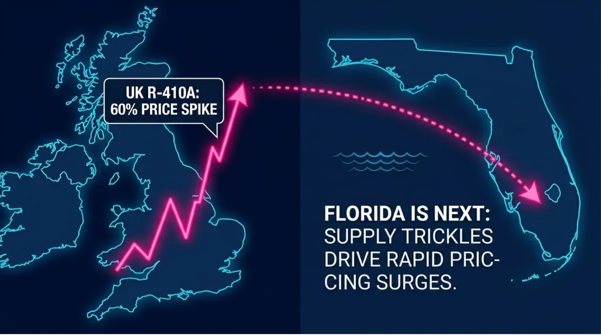 UK R-410A refrigerant price spiking 60 percent signaling Florida cost increases