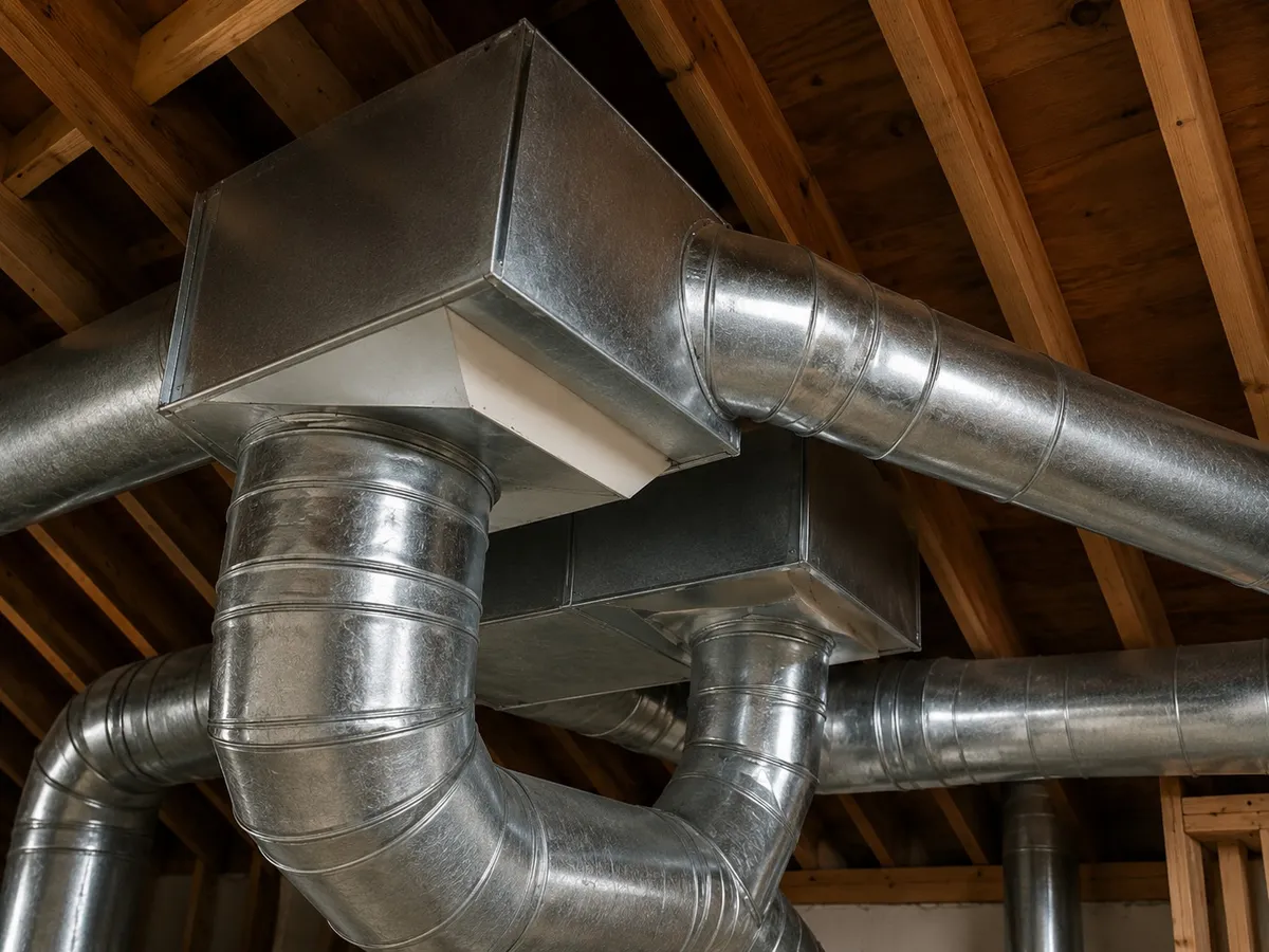 Clean, well-maintained galvanized HVAC ductwork representing the best-value Tampa Bay maintenance plans